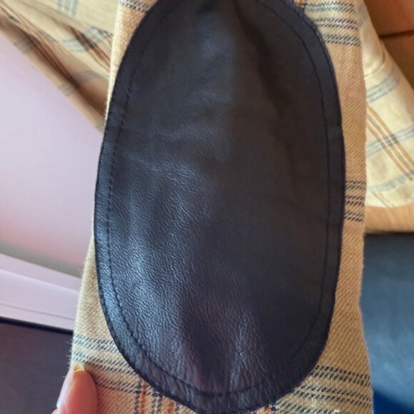 Chic Pre-Loved Smythe Tan & Navy Burlap Plaid Linen Duchess Blazer - Women's 2 - Picture 4 of 12